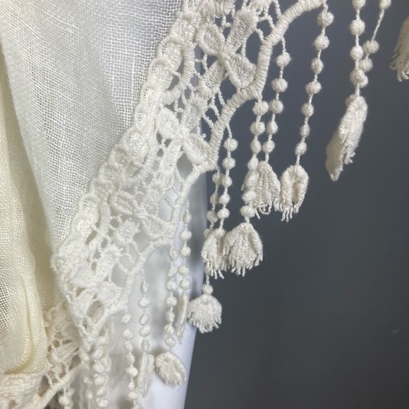 Vanita Rosa Dress small s/m Linen Applique embroidered Tie Peplum Waist Lace - Picture 11 of 16